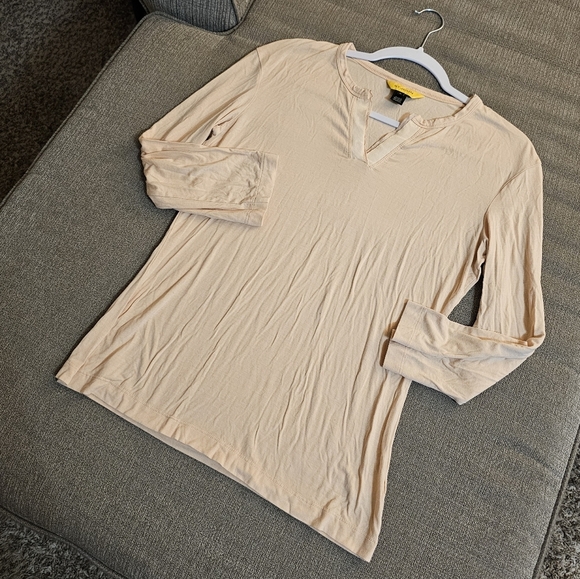 St. John Light Peach Long Sleeve Casual Basic Coastal V-neck Top Size Medium - Picture 2 of 6